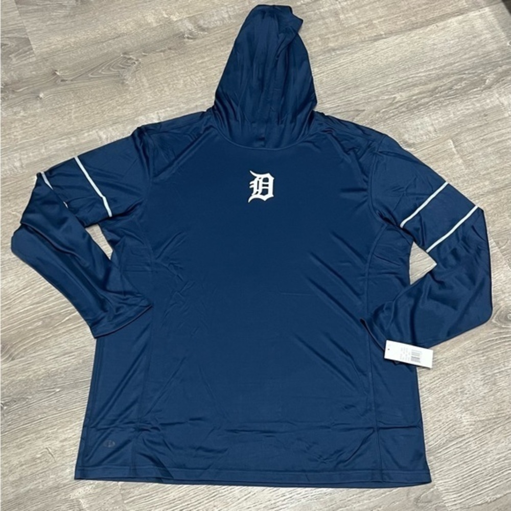 Detroit Tigers Navy Blue Hooded Sweatshirt with White Logo